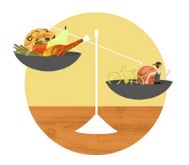 balance représentant l'apport journalier qui est plus léger que l'activité sportive